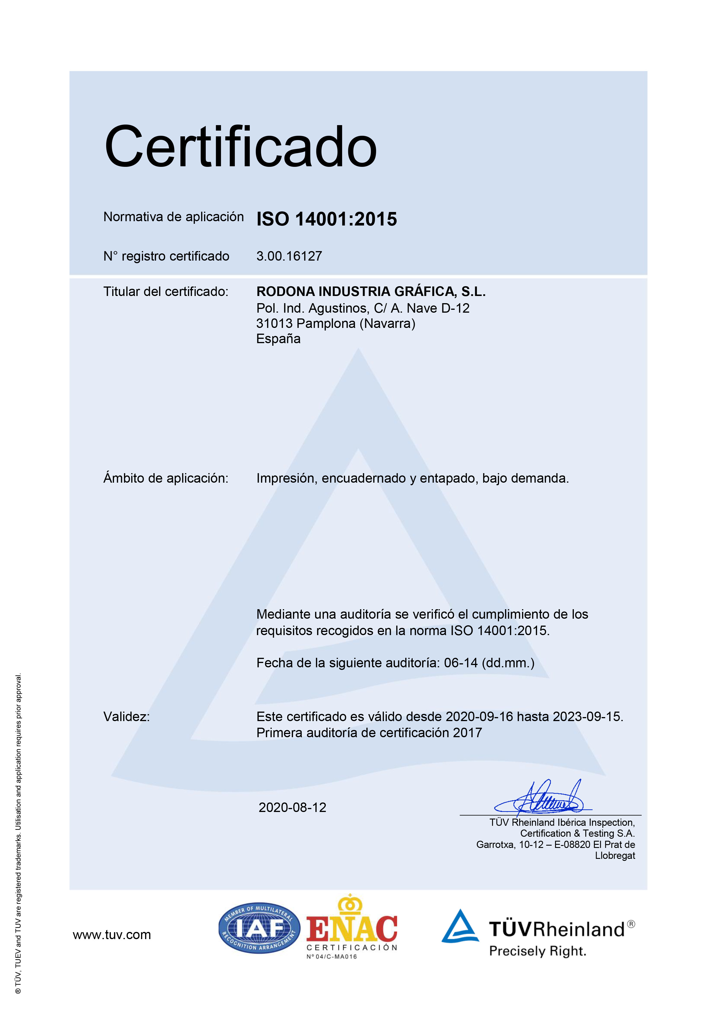 Teleférico centavo sátira Certificados de calidad - Rodona